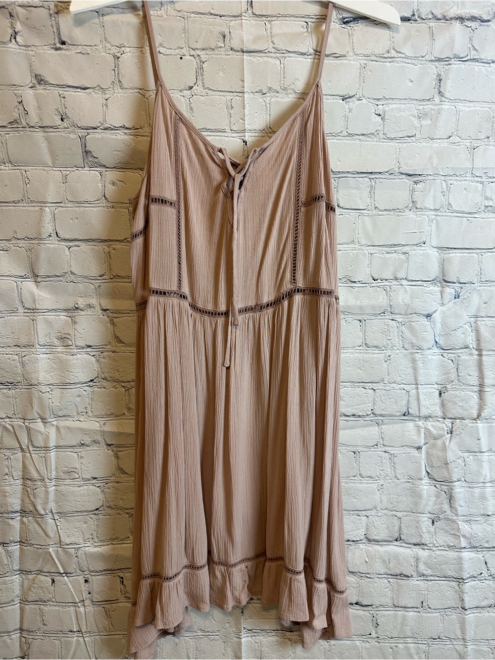 Spaghetti Strap Ruffle-Hem Dress in Dusty Rose